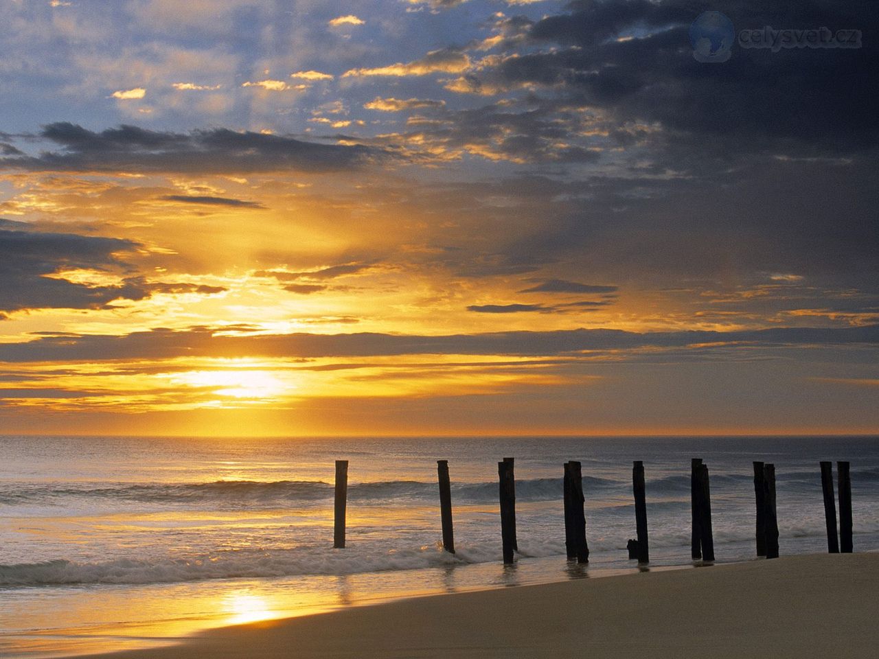 Foto: St Clair Beach At Sunrise, Dunedin, New Zealand